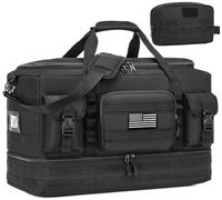 Travel Bag for Men Women, 50L Large Tactical Duffle & Gym Bag for Travel, with Shoe Compartment and Toiletry Bag, Black, Tactics