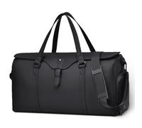 Travel Bag for Men Women, Duffle Bags for Travel with Shoe Compartment Weekender Overnight Carry On Bag with Dry Wet Separated Pocket Personal Item Bag for Gym Trip Workout, Black