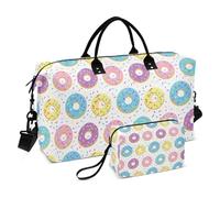 Travel Bag for Personal Items, Lightweight Colorful Donuts with Sprinkles and Icing, Large Carry-on Bag, Gym Sports with Toiletry Bag for Travel, Multifunctional, Bright Colorful, Bright colourful