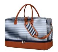 Travel Bag Holdall Weekender Bags Large Travel Duffle Overnight Bag with Wet Shoes Compartment Oxford Fabric Suitable for Vacations(B)