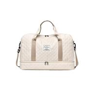 Travel Bag, Large Capacity, Separate Shoe Compartment for Wet and Dry Separation, Suitable for Sports and Fitness(Rice White)