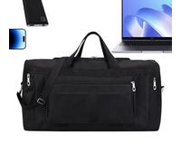 Travel Bag, Large Sports Bag with Shoe Compartment - Large Capacity Waterproof Bag with Shoe Compartment for Swimming and Outdoor Activities, Black/White, Consulte la descripción, See description