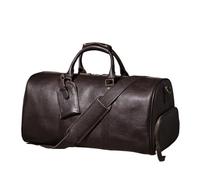 Travel Bag Men's Travel Bag Genuine Leather Luxury Luggage Bag Women's Weekend Duffle Bag Vintage Business Handbag(Coffee)