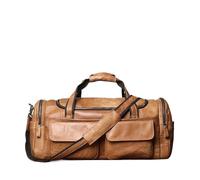 Travel Bag Retro Men's Hand Luggage Bag Leather Travel Bag Top Layer Large Capacity One Shoulder Messenger Bag Casual Laptop(Retro Brown)