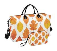 Travel Bag Set 2 Piecing Full Print Multi Pockets Sturdy Short Journey Yellow Fall Foliage