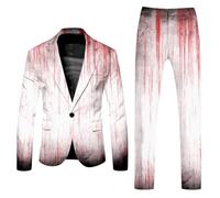 Travel Bag with Long Sleeve Coat Trousers for Halloween for Men with Printed Buttons Pockets for Holiday Party Soldiers Men, Brick Red, L