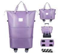 Travel Bag with Wheels, 28-58 L Travel Bag with Trolley Function, Foldable, Expandable, Travel Bag with Wheels, Foldable Bag, Clothes Bags, Travel Bag, Travel Suitcase, Duffle Bag, Women and Men,