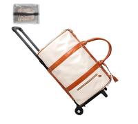 Travel Bag with Wheels,3-in-1 Suit Luggage Bag for Women Business Trip & Travel with Shoe Pouch, Foldable PU Leather Carry On Garment Bag(Roller, Beige)