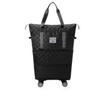 Travel Bag with Wheels, Expandable Foldable Duffel Bag Suitcases, Wheeled Travel Duffle, Detachable Rolling Wheels (Black)