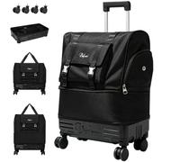 Travel Bag with Wheels Expandable Foldable Luggage Bag Collapsible Rolling Travel Bag Duffel Bag Large Capacity Suitcase for Men Women, Blacks, 17.7 inches x 5.1 inches x 11inches, Expandable