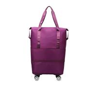Travel bag with wheels, extendable rolling luggage for under the seat area, travel storage and clothes transporter for holidays, weekend trips, shopping, business trips, Purple, red, see description