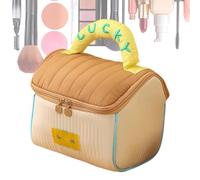 Travel Bags for Female People, Make Up Bag for Travel, House-Shaped Makeup Organiser, Storage Handbags, Travel Bag, Portable Cosmetic Package for Toothpaste, Lotion Facial Cleanser, brown, see