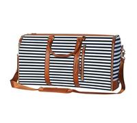 Travel Bags, PU Travel Bag with Shoe Compartment, Weekend Overnight Bag, Sports Bag, Travel Foldable Clothes Bag, Travel Clothes Duffle Bag, Large Capacity Suit Travel Clothes Bag, Royal Blue Stripes,