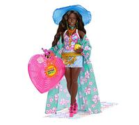 Barbie Extra Doll with Beach Fashion Fly Hat and Tropical Coverup Oversized Bag