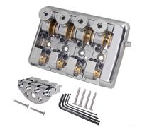 Travel Bass for bridge 4 String Headless Electric Bass Guitar Part with Brass Saddles Black(Silver)