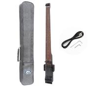 Travel Bass Guitar Electric Headless Bass 5 Strings Fretless Electric Bass with Gigbag Wire Truss Road in Black(TBH03)