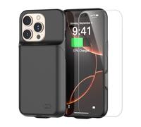 Travel Battery Case for iPhone 16Plus 6.7inch, 2025 New Upgraded 7000 mAh Extra Battery Life 15W Fast Charging External Rechargeable Portable Charging Case with HD Tempered Protective Film, Black