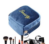 Travel Beauty Organiser Box, Cosmetic Storage Bag with Zip, Travel Bag with Zip, Portable Waterproof Zip Bag with Compartment for Women, Adults, Men, blue, see description, See description