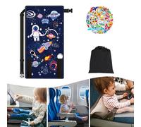 Travel Bed for Kids Airplane, Portable Airplane Bed for Toddler Seat Extender with Anti-Slip Design and Aeroplane Stickers, Airplane Footrest Hammock Baby Travel Essentials (Blue)