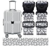 Travel Belt for Luggage Straps, Personality Pattern Luggage Straps for Suitcases with Quick Release Buckle, Adjustable Nylon Strap Cross Suitcase Belt, 1.96 in W x 6.5 ft L, 2 Pack - Smiling Face