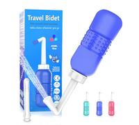 Travel Bidet Bottle 450ML - Portable Bidet Sprayer with Dual Nozzles for Anal & Vaginal Use, Travel Douche Bottle Leak-Proof for Toilet & Outdoor, Blue