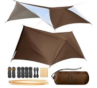 Travel Bird 14ft Camping Tent Tarp Hammock Rain Fly Shelter Lightweight Waterproof Tarp with Doors, Multifunctional Tarpaulin for Backpacking, Camping, Bushcraft, Hiking, Picnic