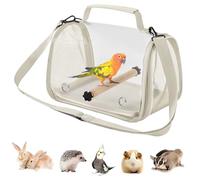 Travel Bird Cage - Compact Foldable Parrot Carrier | Lightweight Design with Easy Carry Handle, Ideal Pet Travel for Finch Cockatiel Macaw, Perfect Indoor Outdoor Support, 25.5x19x18cm Transparent