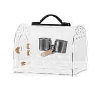 Travel Bird Cage, Small Bird Cage,Clear Acrylic Bird Cage with PVC Handle - Multifunctional Portable Ventilated Outdoor Cage with Feeding Cups