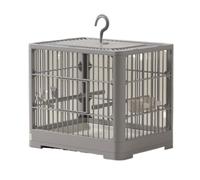 Travel Bird Cage Small Portable Bird Carrier with Standing Pole, Detachable Tray & Hook Handle for Parakeets Budgies Canarys(Gray)