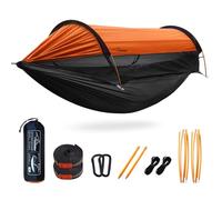 Travel Bird Camping Hammock Tent with Mosquito Net and Sunshade, 290 * 140CM Extra Large Space, Multi-mode Lightweight Hanging Hammocks Tree Straps Swing, Ground Tent for Outside, Hiking
