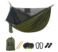 Travel Bird Camping Hammock with Mosquito Net and Ridge Rope, 290 * 140CM Large Space, Portable Lightweight Hanging Hammocks with Tree Straps for Outside, Hiking, Travel and Backpacking