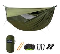 Travel Bird Camping Hammock with Mosquito Net Sunshade and Ridge Rope, 290 * 140CM Large Space, Portable Lightweight Hanging Hammocks with Tree Straps for Outside, Hiking, Travel and Backpacking