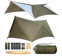 Travel Bird Camping Tent Tarp Hammock Rain Fly Shelter Lightweight Waterproof Tarps with Doors, Multifunctional Tent Tarp for Backpacking, Camping, Hiking, Picnic