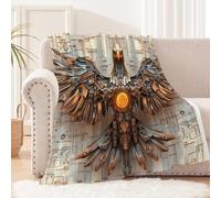 travel blanket 180x220 cm Mechanical Warrior Eagle double bed blanket Cozy Warm Polyester Throw for Couch Bed Outdoor Picnic Car, Lightweight Fleece, Also Pets MF29-811