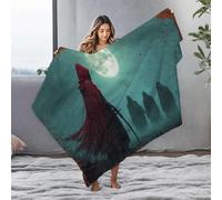 Travel Blanket A Lone Warrior Faces Three Shadows Under A Full Moon Flannel Blanket Ashtray Blankets(125x150cm)