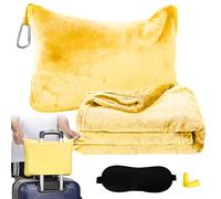 Travel Blanket Aeroplane Transformation Pillow 2 in 1, Airplane Blanket Ultralight with Sleep Mask and Earplugs, Travel Gadgets Portable Pillow Blanket for Holiday, Office, Home, Business Trip