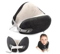 Travel Blue Ergonomisches Infinity Nackenkissen Flugzeug, Premium Memory Foam Kissen mit 360° Unterstützung, Reisekissen Flugzeug für ungestörten Schlaf, Luxuriöses & hypoallergenes Material (Grey)
