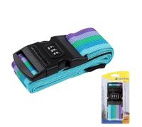 Travel Blue Luggage Straps - 3 Dial Combination Suitcase Straps, Multicolour, 200cm Length, Secure Your Belongings with High-Impact Buckle and Integrated Address Label, Fits All Luggage Sizes