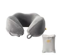 Travel Blue Tranquility Foldable Memory Foam Travel Pillow for Flight Pillow - Ergonomic Neck Pillow for Spinal Alignment and Comfort - High-Density Memory Foam Molds to Neck and Shoulders (Gray)