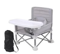 Travel Booster Seat with Tray, Baby Booster Chair, Baby Feeding Chair Foldable, Baby Folding Dining Chair, Folding Baby Seat, Feeding Booster Seat for Baby, Dining Table, Camping, Beach, Gray