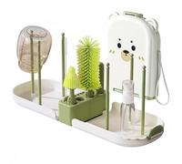 Travel Bottle Cleaner Kit, Silicone Baby Bottle Brush Set with Drying Storage Base & Portable Case for On-the-Go Parents