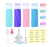 Travel Bottles For Toiletries - 16-piece Travel Size Shampoo Liquid Spray Bottles, 100ml Silicone Leak Proof Empty Toiletry Containers Set Body For Shower Camping Holiday Vacation Road Trip