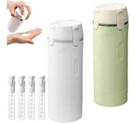 Travel Bottles for Toiletries, 4 in 1 Refillable Travel Dispenser Bottle, Portable Essentials Leak Proof Travels Bottle with Scale Labels, Squeezable Pump Bottles Shampoo/Liquid (Green+Green)