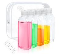 Travel Bottles for Toiletries, 5pcs 100ml Refillable Travel Size Containers with Storage Bag, Leakproof Clear Shampoo Bottles for Outdoor