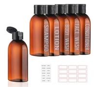 Travel Bottles for Toiletries 6 Pack 100ml Leakproof Reusable Travel Size Containers (Brown)