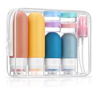 Travel Bottles for Toiletries, Lychico CAA Approved 16 PCS Travel Size Containers with Labels & Leak-Proof Lids, Refillable Silicone Squeeze Tubes, Jars & Spray Bottles for Shampoo Lotion