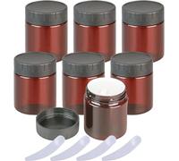 Travel Bottles for toiletries， Pack of 12, 100ml Empty Brown Plastic Cosmetic Jar Pots with Inner Liners and Black Lids Potty Make-up Container Set