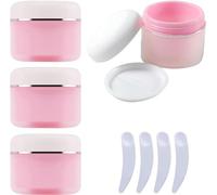 Travel Bottles for toiletries, Pack of 4, Empty Transparent Frosted 50 g Pink Plastic Cosmetic Jars with Screw Lid, 50 ml Container for Lotions Cream(150ml)