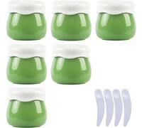 Travel Bottles for toiletries， Pack of 6, Empty Pink 10ml Plastic Cosmetic Jars Container Pot Lip Balm Lotion Storage Container Face CreamTravel Bottle + 4 X Spatula(Groen)