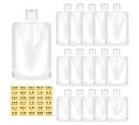 Travel Bottles Pack of 15 Refillable Empty Squeeze Bags Leak-Proof Travel Bottle Set, Travel Size Container for Filling 30/50/100 ml, Portable Travel Fluid Make-Up Packaging Bag, for Shampoo Lotion